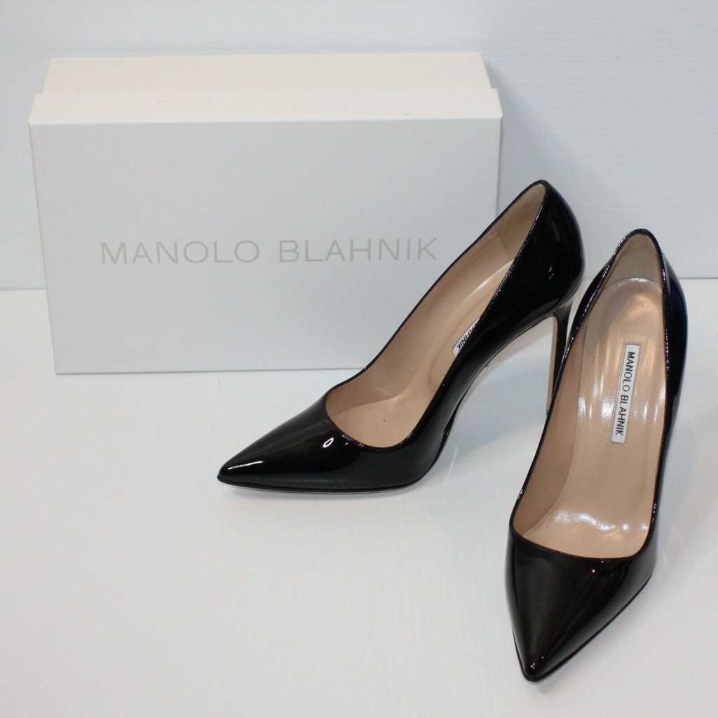 Manolo Blahnik Bb 115 Black Patent Leather Pump Heels Eu 40.5 / Us 10.5 New $725